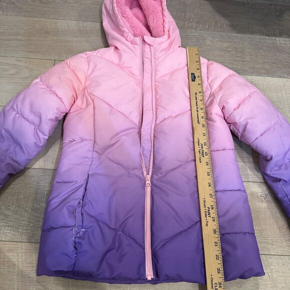 SWISSTECH GIRLS PINK PURPLE OMBRE PUFFER HOODED JACKET COAT LARGE 10/12 - Picture 4 of 9